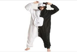 Black White Bear Kigurumi Animal Onesie Danganronpa Monokuma Pyjama Women Adult Cartoon Overalls Suit Polar Fleece Sleepwear9851686