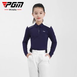 PGM Girls Golf Long Sleeve T Shirts Golf Wear for Kids Comfortable Skin Friendly Sports Fabric Children's Clothing YF548