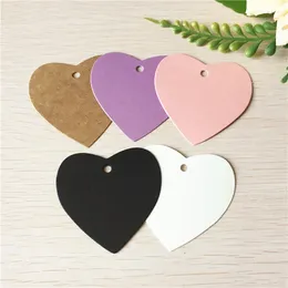 Party Decoration 100Pcs/Lot 5.6x5.6cm Solid Candy Colour Heart Shape Hang Kraft Paperboard Tag Handmade For Garments Package Note Mark Favour