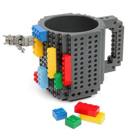 Coffee cup fun building block creative personality assembly DIY mark handy gift water grey blue pink child adlut boy 240527