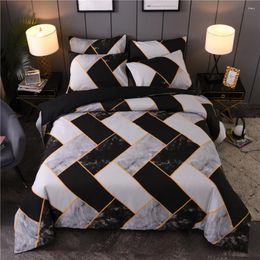 Bedding Sets Modern Bed Linens Set Rectangle Marble Black Pillowcase Digital Printing Nordic Bedclothes Duvet Cover Adults