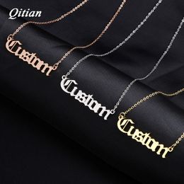 Old English Nameplate Necklace Gold Color Choker Stainless Steel Personalized Name Necklaces & Pendants Romantic Gift Y200810 276q
