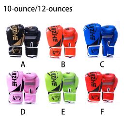 1 Pair Women Men Padded Boxing Gloves Training Practise Adjustable Breathable Punching Mitts Hand Protector Black 12 OZ