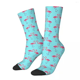Men's Socks Two Pink Flamingos Kawaii Sports Cartoon Pattern