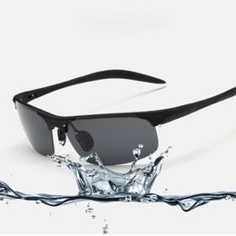 Wholesale-New fashion Aluminium Magnesium Polarised Sport Sunglasses For Police Biker Driver Cool Shooting Glasses For Men Women 8177 302k