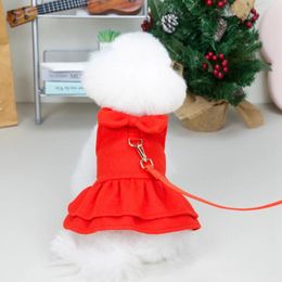 Dog Apparel Christmas Girls Costume Dress Puppy Skirt Clothes Autumn Winter Warm Pet Red Fancy Princess