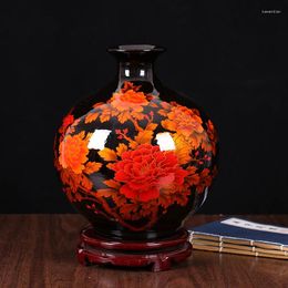 Vases Jingdezhen Ceramic Vase Flower Arrangement Modern Chinese Simple Crystal Glaze Home Living Room Decoration Craft