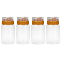 Storage Bottles 4 Pcs Honey Bottle Container Clear Plastic Can Canisters Glass Jar Food Jars Wedding Sealed Transparent