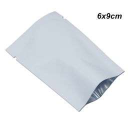 White 6x9 cm 200pcs Open Top Foil Mylar Heat Seal Sample Packets Aluminium Foil Vacuum Sealable Smell Proof Pouch Foil Bag for DOOKIES N 338Y