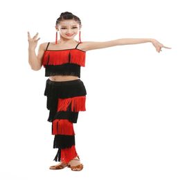 Latin Dance Dress for Girls Adult Ballroom Tassel Fringe Tops Pants Salsa Samba Costume Kids Children Dance Competition Costume 1779