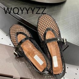 Casual Shoes Summer Network Ballet Fashion Designer Women's Round Toe Real Leather Flats Brand Female Comfort Loafers Size 35-42