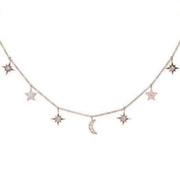 925 Sterling Silver Jewellery Love Moon Star Necklaces & Pendants Chain Choker Necklace Collar Women Statement Jewellery Bijoux T190626 258a