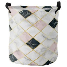 Laundry Bags Cube Marble Colourful Stone Dirty Basket Foldable Waterproof Home Organiser Clothing Children Toy Storage