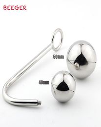 BEEGER Adult Anal Sex Toy Anal Plug 2 Size Hollow Ball Anal Hook Steel Fetish Gay Sex Product Butt Tail Plug Games Y2004221779054