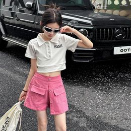 Trousers Girls Summer 2024 Korean Version Medium Sized Children Thin Denim Culottes Sweet Style Kid Bottoms