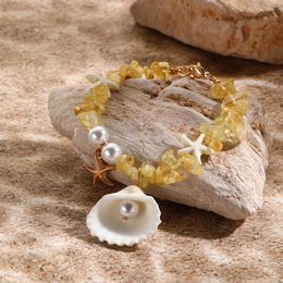 Accessori conchiglia popolare per perle di riso perle bracciale spiaggia stellone stellare a pendente con guscio di cristallo bracciale