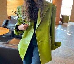 Women039s Leather Faux Korea Loose Version Of Solid Colour Pu Jacket Lapel Longsleeved Coat Fashion Trend Spring 2021 Jacke4267811