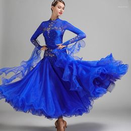 Stage Wear Red Blue Ballroom Dance Competition Dresses Waltz Dress Fringe Luminous Costumes Standard Foxtrot 9 Colour 350h