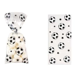 50pcs Soccer Candy Bags Kids Boys Birthday Sport Football Themed Party Decorations Plastic Cookie Packaging Bags for Guest Gifts