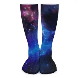 Women Socks Blue Galaxy Outer Space Print Kawaii Stockings Men Soft Breathable Running Sports Winter Custom Non-Slip