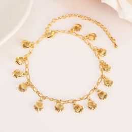 New Korean Fashion Fine Yellow 14K Real Solid gold GF Unlimited Charm Multi-element Bracelet lengthen Size length Anklet Summer Style B 267M