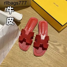 Slipper Oran Sandalo originale Big Red Litchi Pattern Womens Summer Outwear Sandals Sandals Flat Bottom Beach Tourism