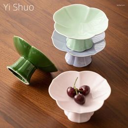 Plates Fengqing Tray Household Ceramic High Leg Small Fruit Coffee Table Dried Nut Dish Dim Sum Plate Dessert