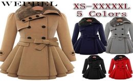 WEPBEL Womens Vintage Woolen Coat Double Buckle Trench Coats Lady Fur Collar Peacoat Winter Coat Jackets Outwear Plus Size 5XL2706548