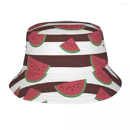 Berets Simple Red Watermelon Slices Pattern Bucket Hat Panama For Kids Bob Hats Outdoor Fisherman Summer Fishing Unisex Caps