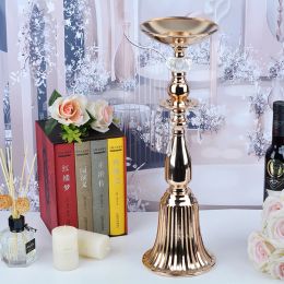 PEANDIM Gold Flower Vase Metal Flower Road Lead Wedding Table Centerpieces Candle Holders For Marriage Party Home Decoration