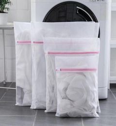 3 Size Polyester Mesh Laundry Bag Underwear Sock Sox Zipped Washing Machine Net Bag Pouch Clothes Bra Lingerie Protector Bags YL012893829