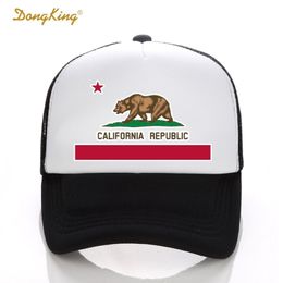 Dongking Fashion Trucker Hat da Califórnia Snapback Mesh Cap Retro California Love Vintage República da Califórnia Bear Top D18110601 202N