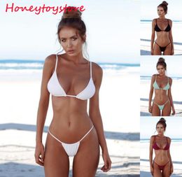 2018 Sexy Solid Top Thong Micro Bikini Women Swimsuit Brazilian Bikinis Set Bathing Suit Beach Maillot De Bain Monokini2617114