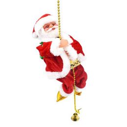 Santa Claus Climbing Beads Battery Operated Electric Climb Up and Down Climbing Santa with Light and Music Christmas Decoration 211109 221B