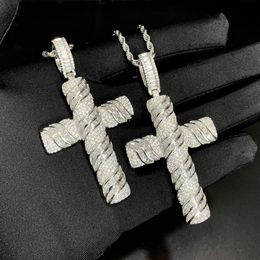 14K White Gold Lab Moissanite Diamond Cross Pendant Party Wedding Pendants Necklace for Women Men Anniversary Jewelry Gift