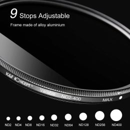 K&F Concept ND Fader Variable Neutral Density Adjustable ND2 to ND400 37-82mm 49mm 52mm 67mm 77mm 82mm ND Philtre for Camera Lens