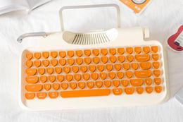 Hellboy KnewKey Bluetooth Wireless Typewriter Keyboard Caramel Macchiato Retro Steampunk Cherry Switch Mechanical Keyboard MX520