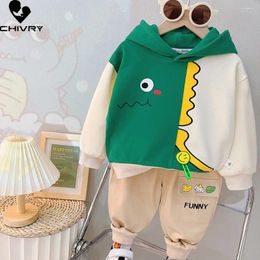Clothing Sets Baby Boys Spring Autumn Fashion Cartoon Animal Patchwork Hooded Hoodies Sweatshirt With Pants Kids Casual