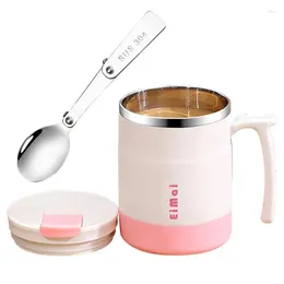 Mugs Insulated Travel Coffee Mug Spill Proof 17.59oz Stainless Steel Double Wall Thermo Cup With Lid Spoon Removable Base