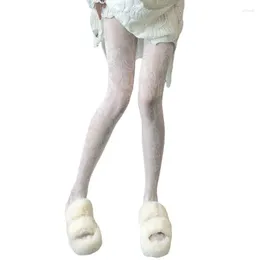 Women Socks Floral Pattern Sheer Tights French Vintage White Pantyhose Stockings