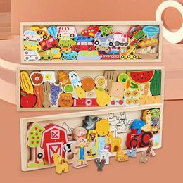 3D Puzzles Sorting Nesting Stacking toys Baby Wooden Puzzle Toy Montessori 3D Animal Farm Traffic Game Preschool Children Early Learning Education Toy WX5.26