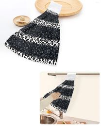 Towel Leopard Print Black White Striped Hand Towels Home Kitchen Bathroom Hanging Dishcloths Loops Soft Absorbent Custom Wipe