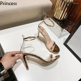 Dress Shoes Transparent One Line Buckle Sandals Product For Summer 2024 Thin Strap With Exposed Toe Sexy High Heels Versatile