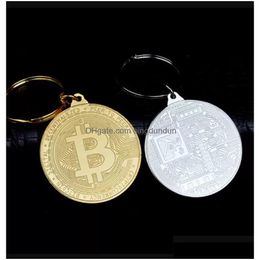 Party Favour Coin Keychain Gold Plate Token Key Chain Novelty Metal Keyring Commemorative Souvenir Gift Drop Delivery Home Garden Festi Dhaqo