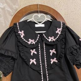 Women's Blouses Korean Fashion Kawaii Lolita Shirts Women Harajuku Short Sleeves Top Indie Aesthetic Clothes Outfits Blouse