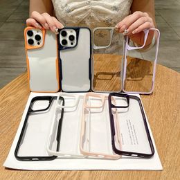 Blade Hard Acrylic Plastic PC Soft TPU Cases For Iphone 15 Pro Max 14 Plus 13 12 11 Dual Color Hybrid Hit Color Fashion Luxury Bicolor Clear Transparent Phone Cover Back