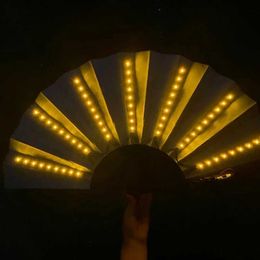 VJFU Led Rave Toy Luminous Folding LED Fan Dance Light Fan Night Show Carnival Accessories Luminous Party Supplies d240527