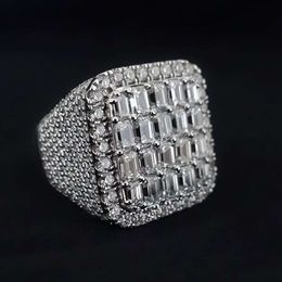 Factory Vvs Moissanite Ring Pass Diamond Test Custom Baguette Pendant Sier Rings For Men