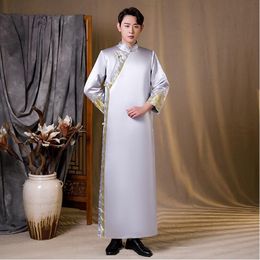 New arrival male cheongsam Chinese style costume the groom dress jacket long gown traditional Chinese wedding stage wear for man 197W