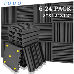 TOUO Broadband Soundproof Foam 6 12 24 Pc Sound Absorber Wall Foam Acoustic High Density Studio Foam Ktv Room Noise Insulation